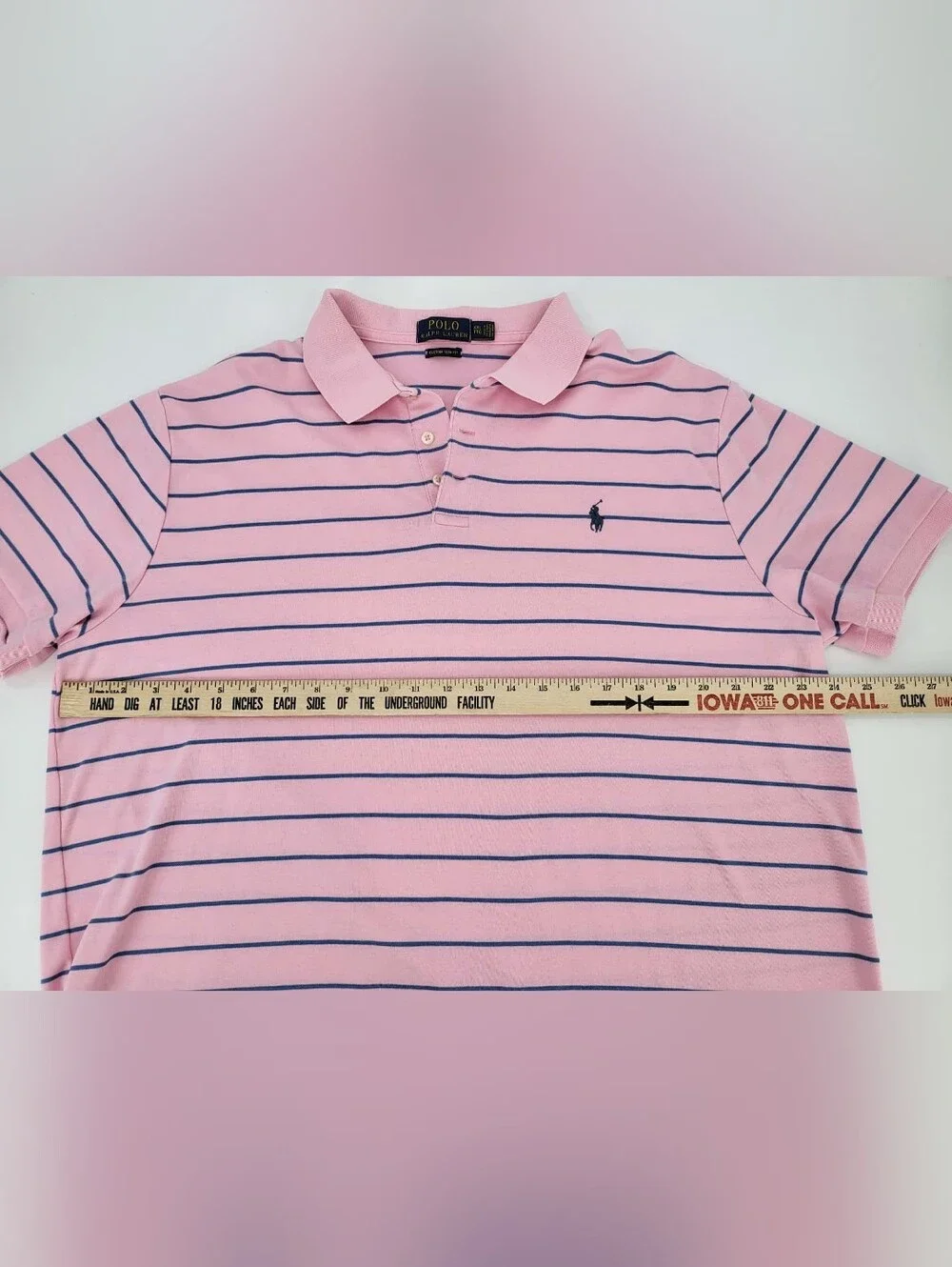 Ralph Lauren Pink Polo with Navy Stripes